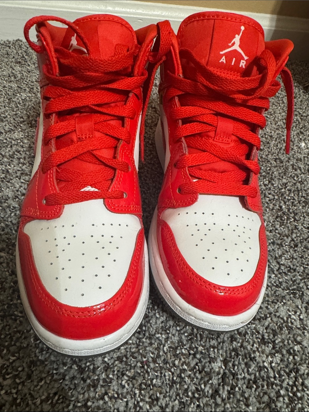 Jordan Kids Red and White High-Top Sneakers